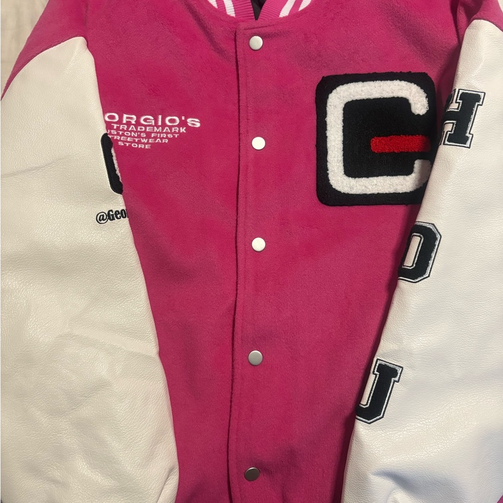 Pink and White Varsity Jacket